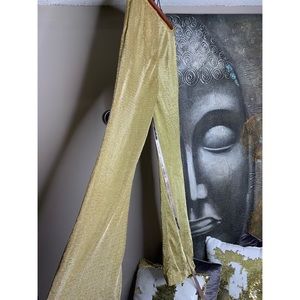 House of CB Gold Knit Long Flare Pants Trousers